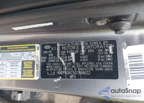 2016 Kia Sportage Lx z USA, uszkodzony, nr VIN KNDPB3AC5G7866622